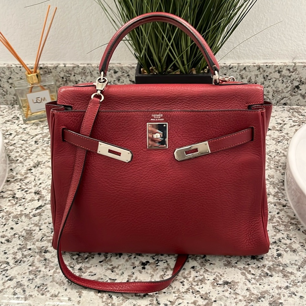 HERMES KELLY 32 2000 RETOURNE TAURILLON CLEMENCE ROUGE GARANCE